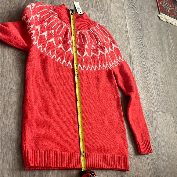 Talbots Red and White Crew Neck Fair Isle Sweater - Picture 3 of 7